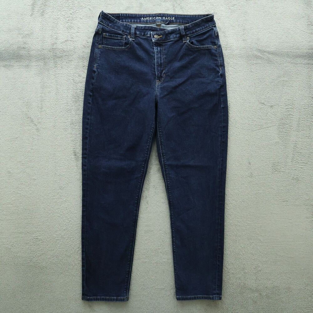 American Eagle Mom Jeans Womens Size 10R Blue High-Rise Denim 28" Inseam Stretch